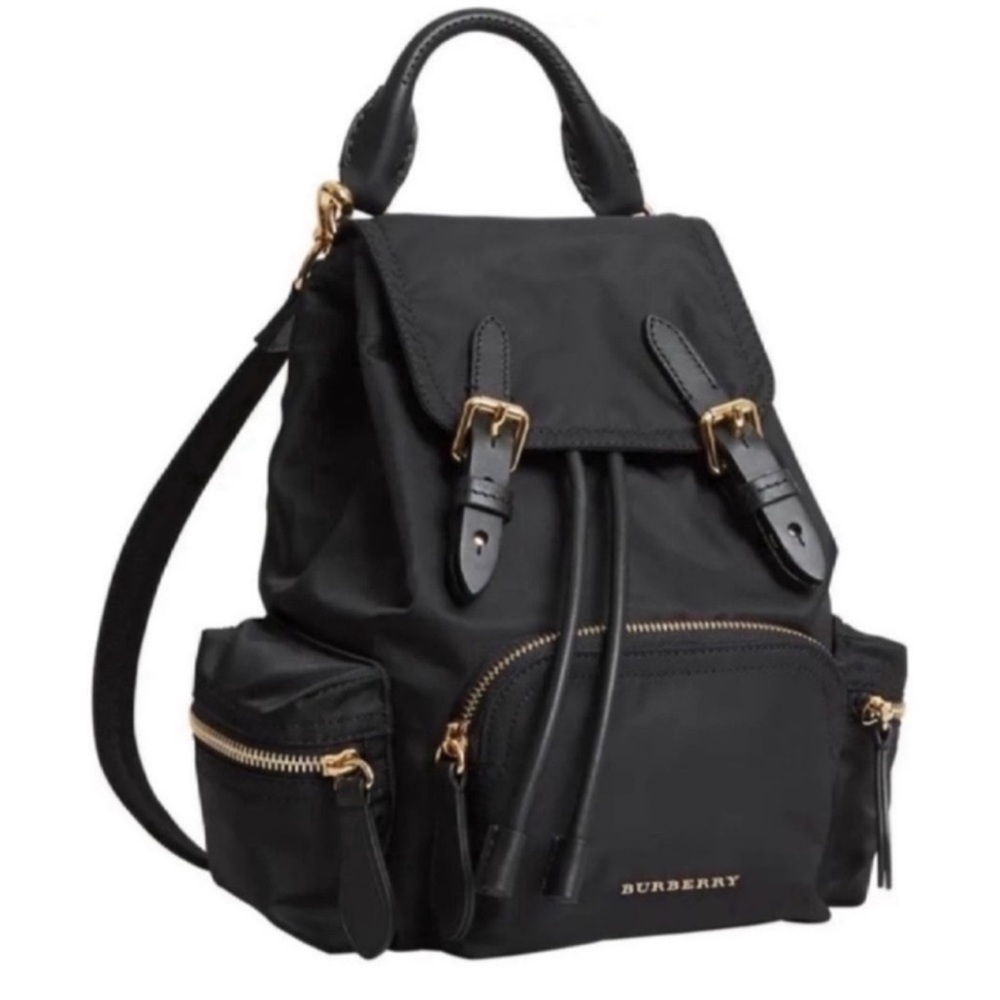 Authentic Burberry Small Rucksack Technical Nylon & Leather Backpack- Black